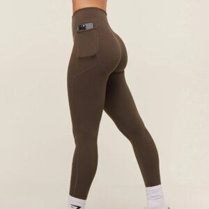 Gymshark Lifting Pocket Leggings Womens Medium Brown Fit High Waist Workout
